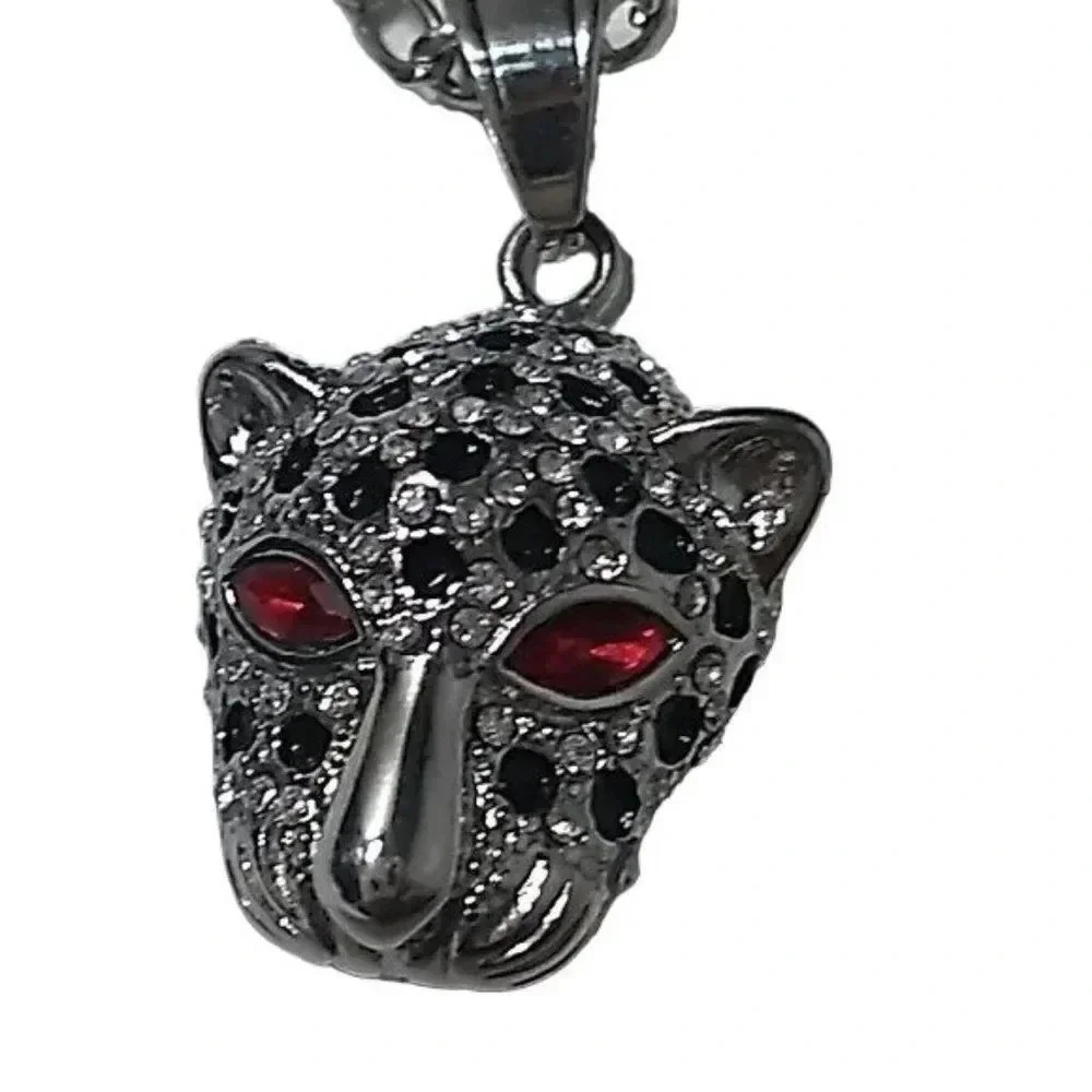 Stainless Steel Chain Necklace With Cougar Pendant - Picture 2 of 2